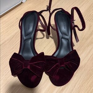 Primark Burgundy Velvet Bow Heels